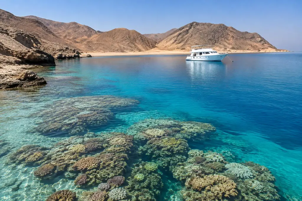 AI-generated illustration of Red Sea coastal bays