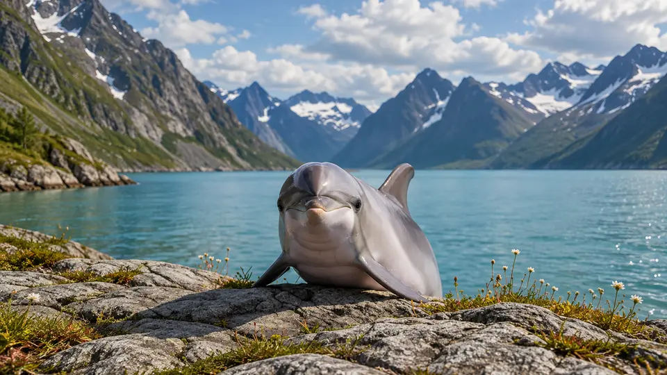 White-beaked Dolphin in its natural habitat, AI illustration