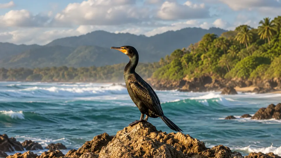 Neotropic Cormorant in its natural habitat, AI illustration
