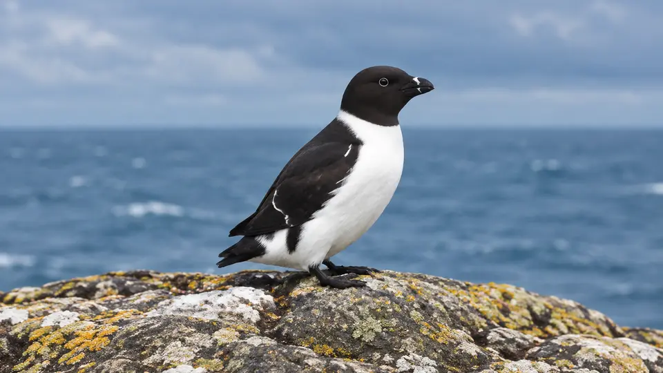 Little Auk in its natural habitat, AI illustration