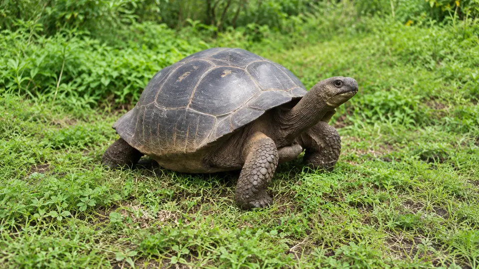 Marginated Tortoise in its natural habitat, AI illustration