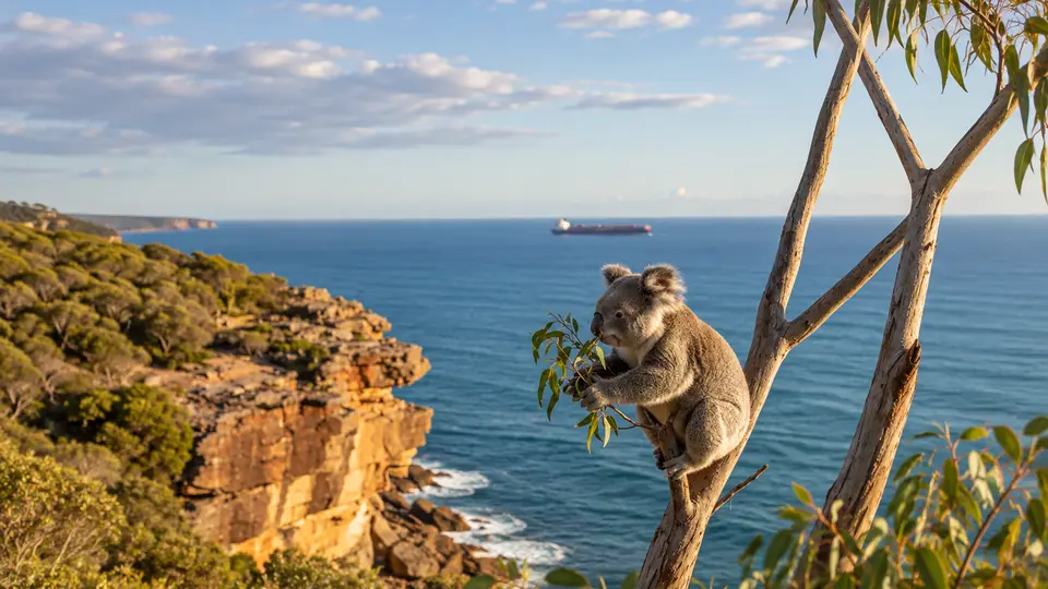 Koala in its natural habitat, AI illustration