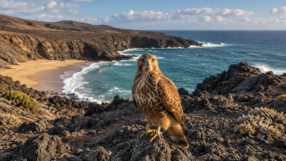 Cape Verde Buzzard in its natural habitat, AI illustration