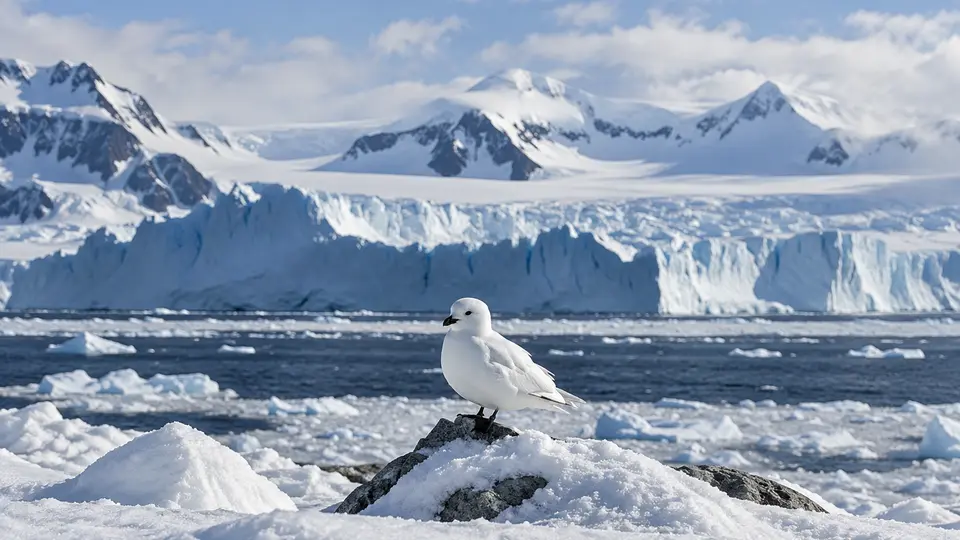 Snow Petrel in its natural habitat, AI illustration