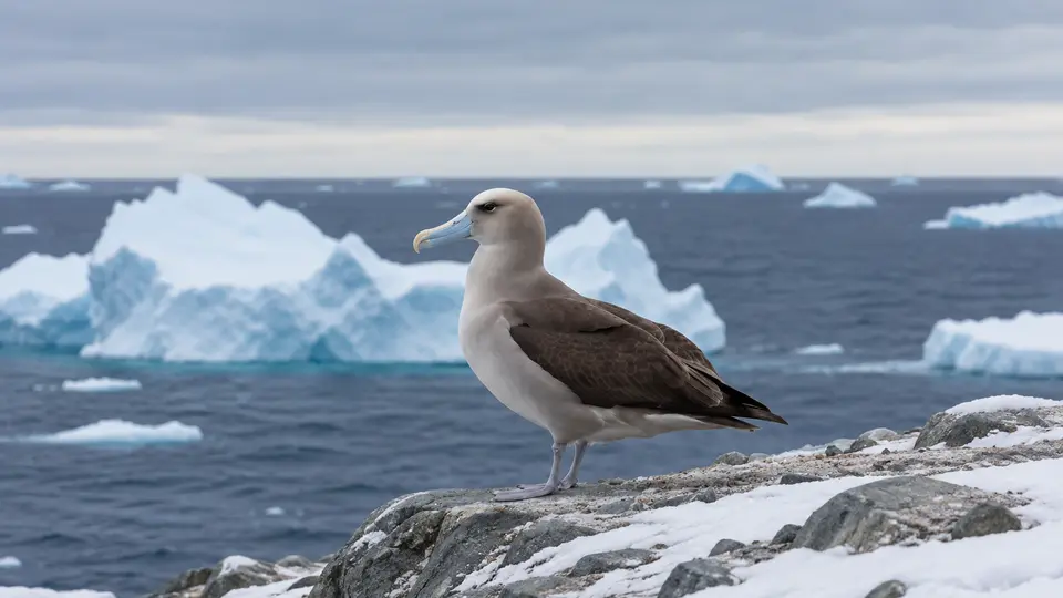 Light-mantled Albatross in its natural habitat, AI illustration