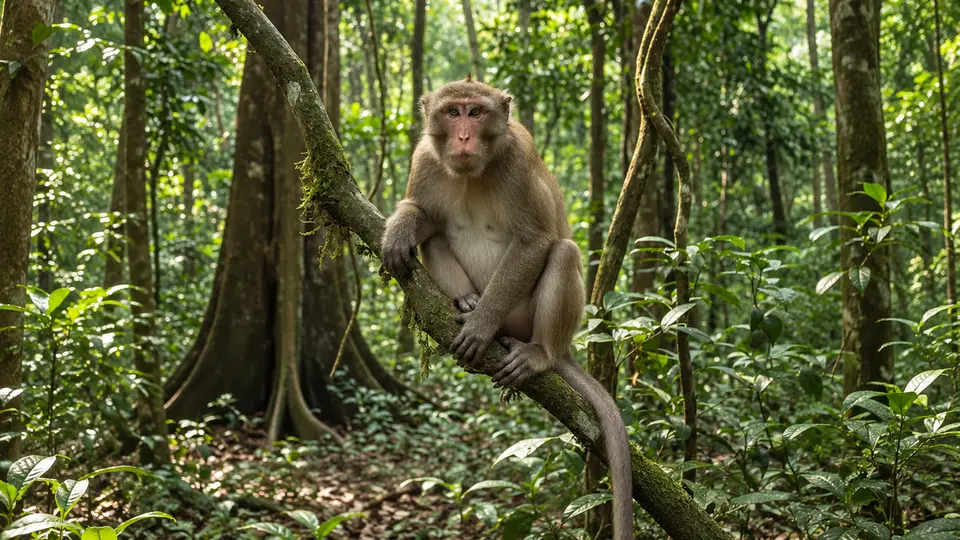 AI-generated illustration of Rhesus macaque
