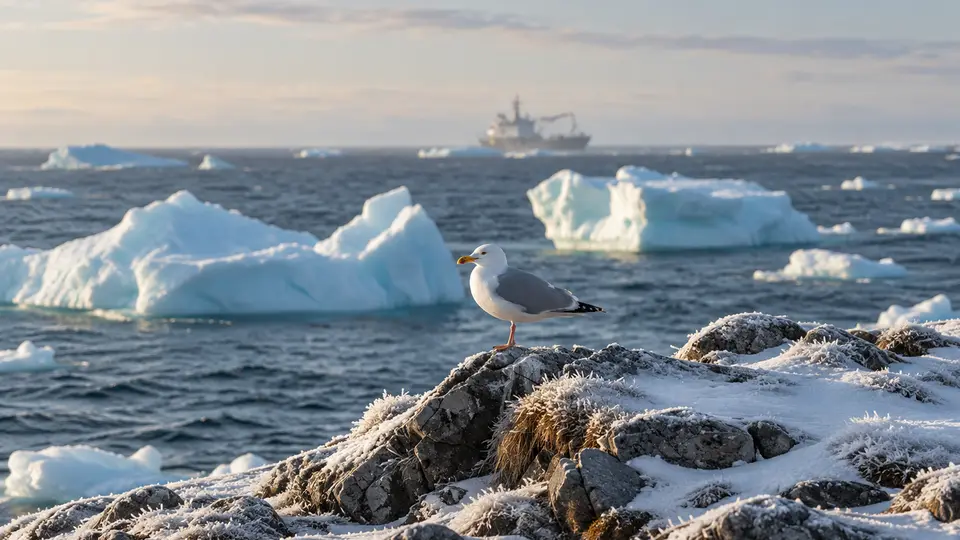 Glaucous Gull in its natural habitat, AI illustration