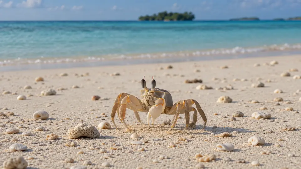Ghost crab in its natural habitat, AI illustration