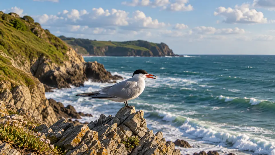 White-fronted tern in its natural habitat, AI illustration