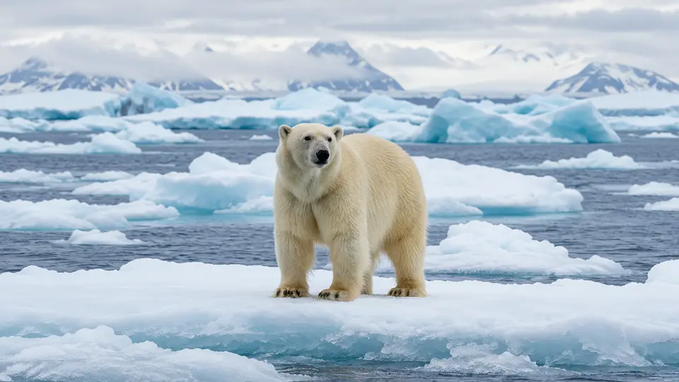 Polar Bear in its natural habitat, AI illustration