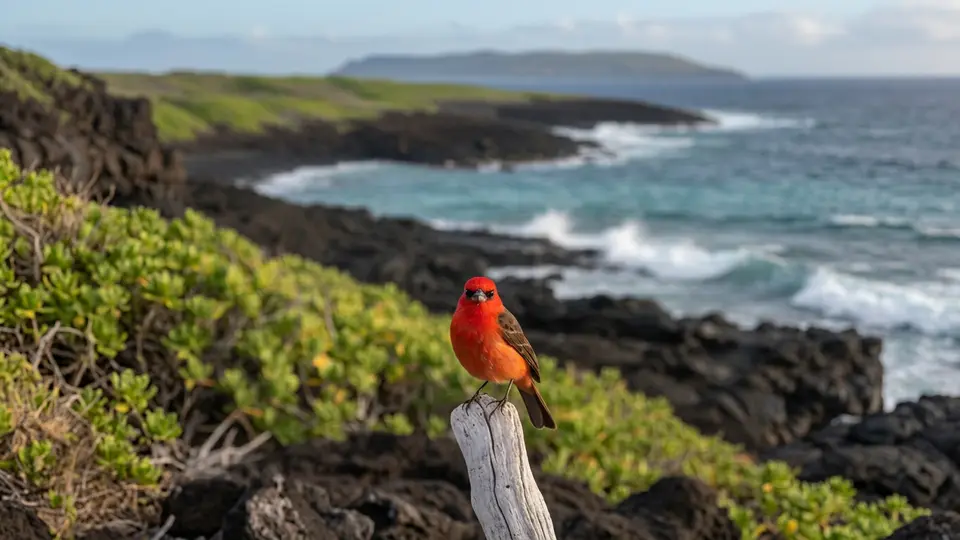 Vermilion Flycatcher in its natural habitat, AI illustration