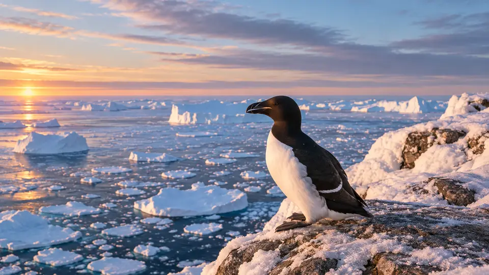Brünnich's Guillemot in its natural habitat, AI illustration
