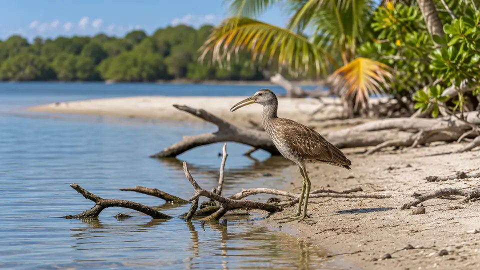 Limpkin in its natural habitat, AI illustration