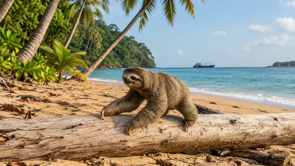 Hoffmann's Two-toed Sloth in its natural habitat, AI illustration