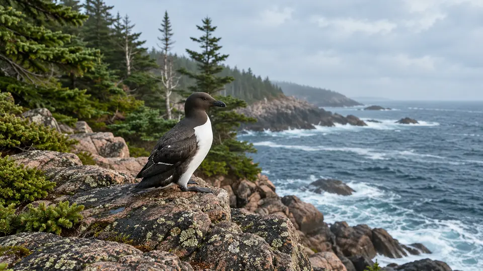 Common Murre in its natural habitat, AI illustration