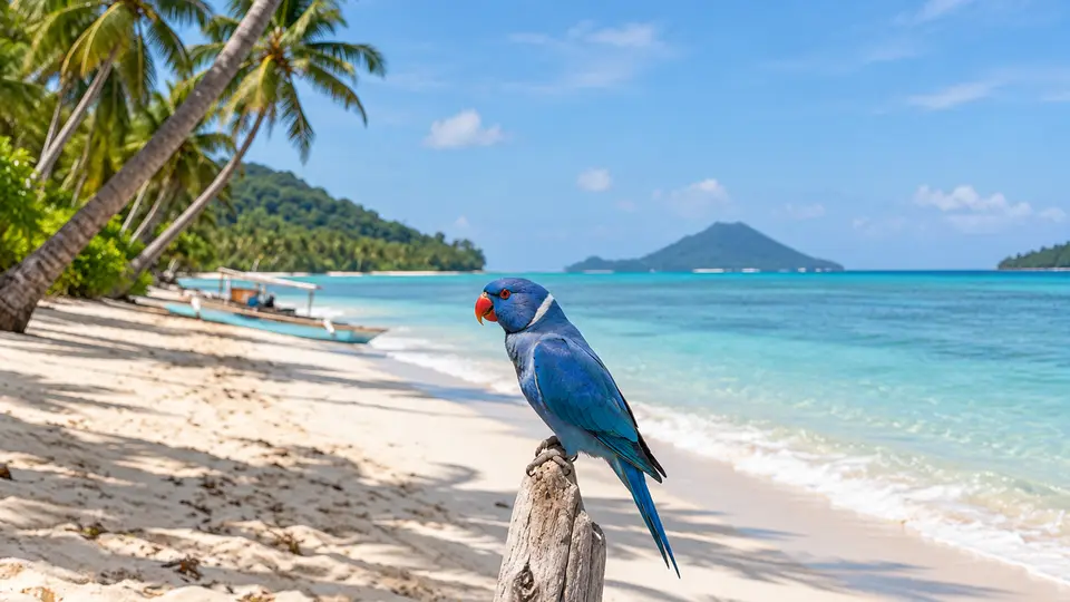 Blue lorikeet in its natural habitat, AI illustration