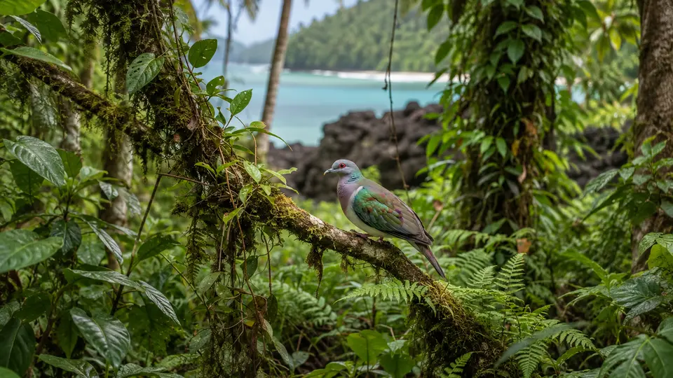 Polynesian ground dove in its natural habitat, AI illustration