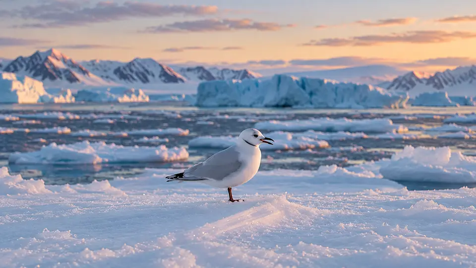 Ross's Gull in its natural habitat, AI illustration
