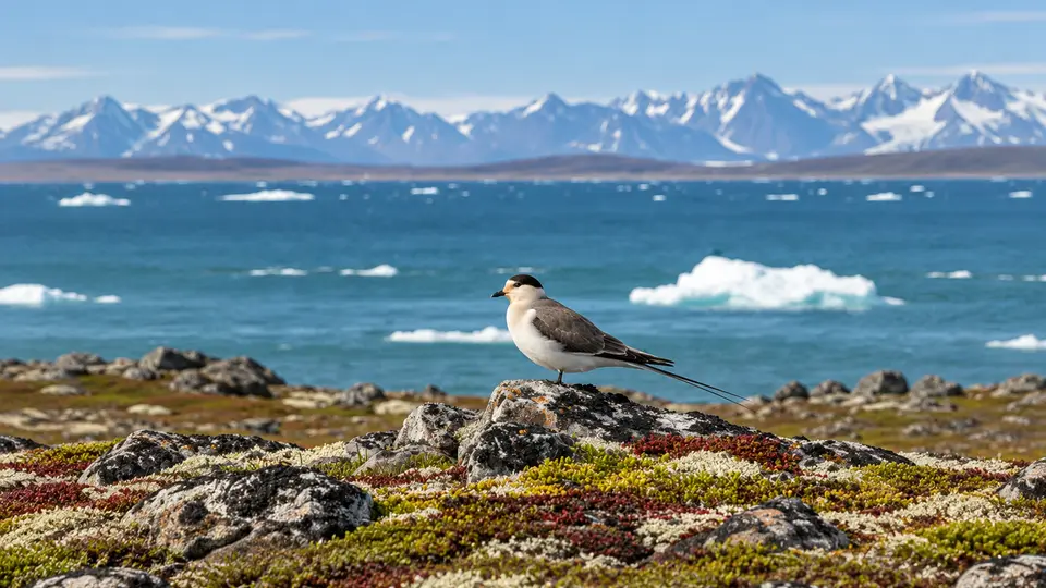 Long-tailed Jaeger in its natural habitat, AI illustration
