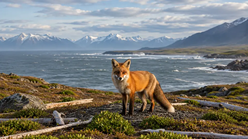 Red Fox in its natural habitat, AI illustration