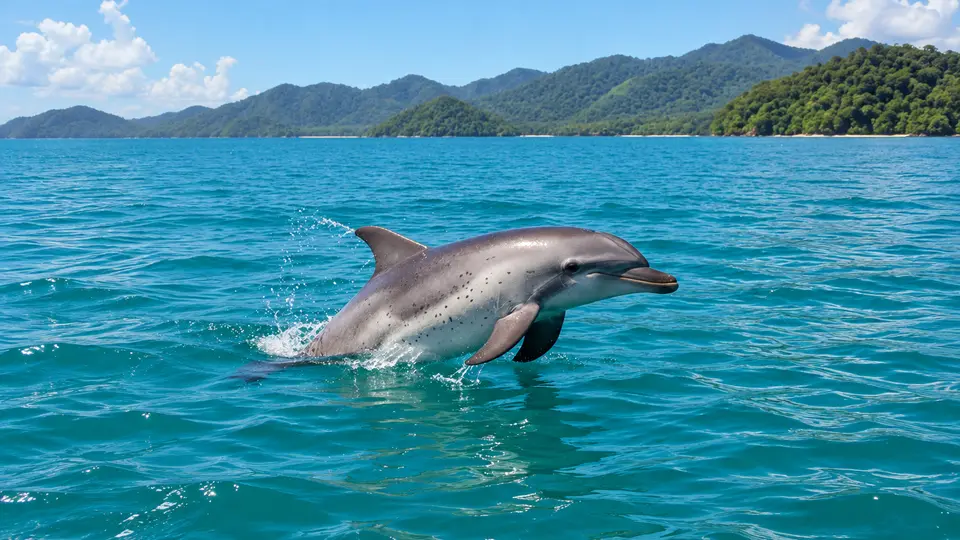 Pantropical Spotted Dolphin in its natural habitat, AI illustration