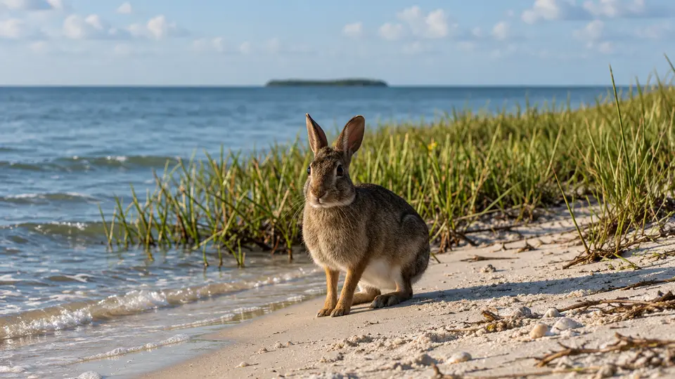 Marsh Rabbit in its natural habitat, AI illustration