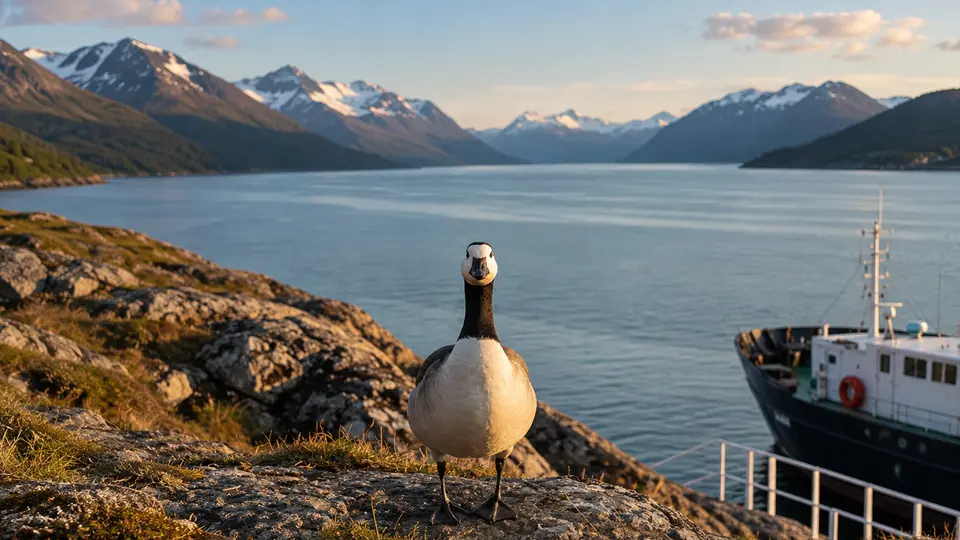 Barnacle Goose in its natural habitat, AI illustration