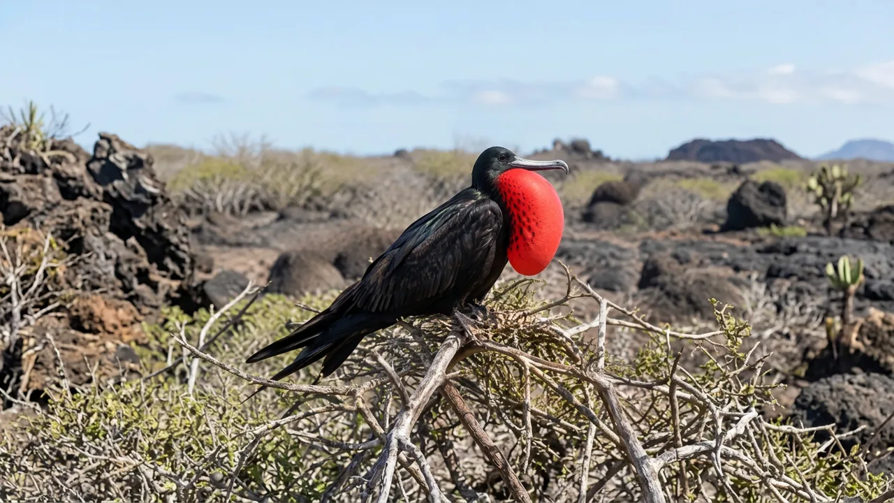 AI-generated illustration of Magnificent frigatebird in Galápagos