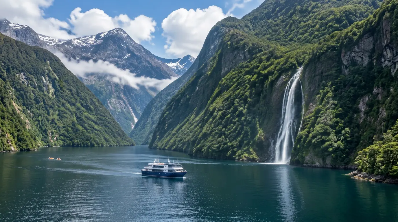 Small-ship adventure cruise scenery in New Zealand