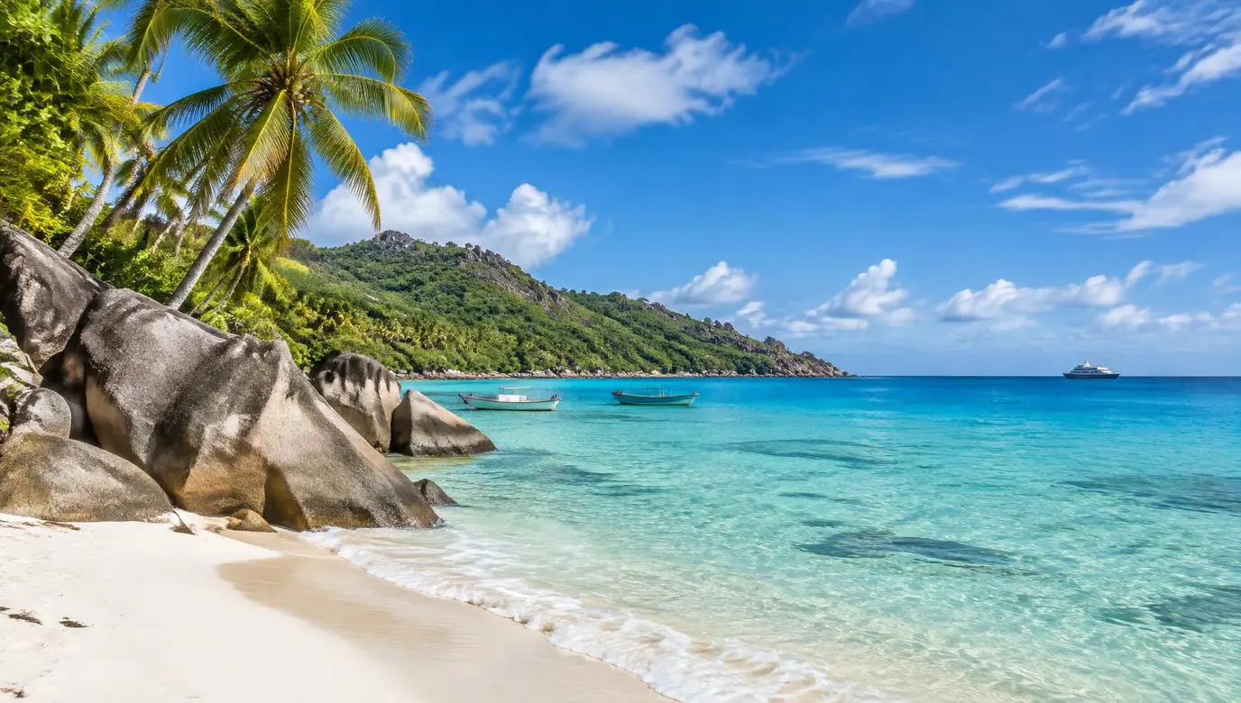 Small-ship adventure cruise scenery in Seychelles