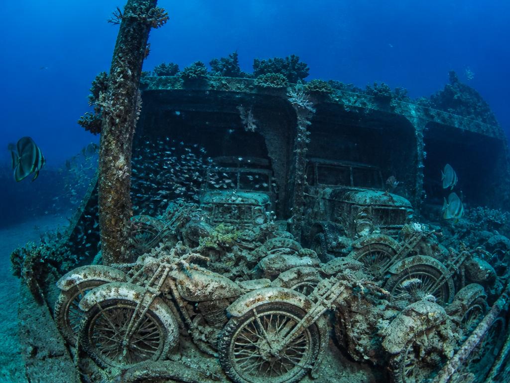 Podvodní pohled na potápěčskou lokalitu SS Thistlegorm v Egypt